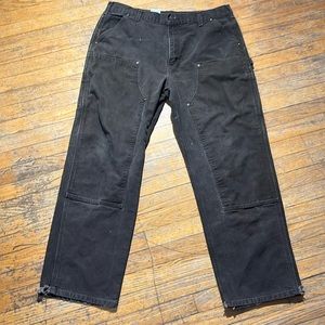 Carhartt 38x32 B136 Double Front Washed Duck Loose Pants Dark Brown